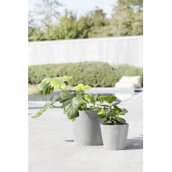 Pot Rond Amsterdam 30 Blanc Gris + réservoir d'eau - Ø 30 x H. 26,3 cm - 12,8 L - ECOPOTS