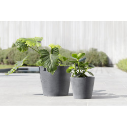 Pot Rond Amsterdam 20 Gris + réservoir d'eau - Ø 20 x H. 17,5 cm - 4 L - ECOPOTS