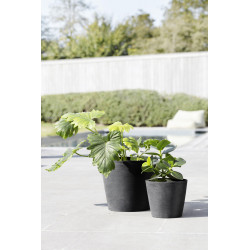 Pot Rond Amsterdam 20 Gris Foncé + réservoir d'eau - Ø 20 x H. 17,5 cm - 4 L - ECOPOTS