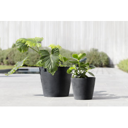 Pot Rond Amsterdam 20 Gris Foncé + réservoir d'eau - Ø 20 x H. 17,5 cm - 4 L - ECOPOTS