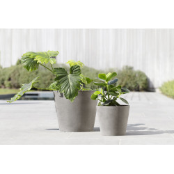 Pot Rond Amsterdam 20 Taupe + réservoir d'eau - Ø 20 x H. 17,5 cm - 4 L - ECOPOTS