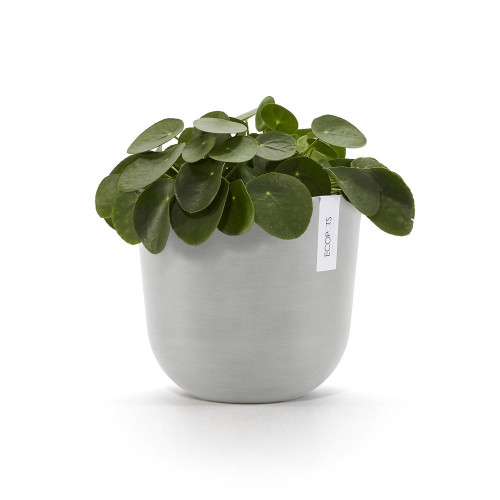 Pot Rond Oslo 25 Blanc Gris + réservoir d'eau - Ø 25 x H. 21,8 cm - 7,7 L - ECOPOTS