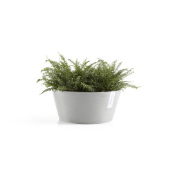 Pot Rond Frankfurt 30 Blanc Gris - Ø 30,5 x H. 15 cm - 8 L de marque ECOPOTS, référence: J7935500