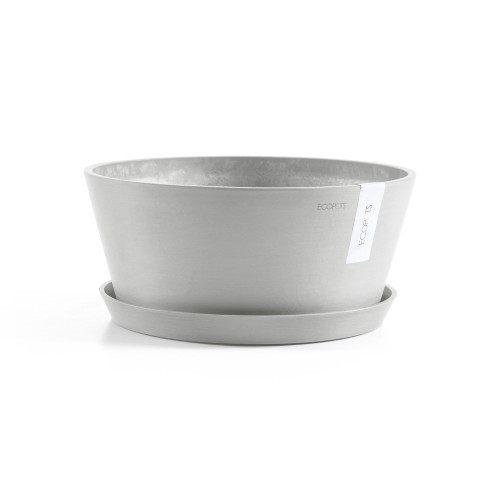 Pot Rond Frankfurt 30 Blanc Gris - Ø 30,5 x H. 15 cm - 8 L - ECOPOTS