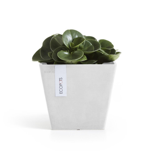 Pot Carré Rotterdam 20 Blanc Pur - 20 x 20 x H. 17,5 cm - 5,2 L - ECOPOTS