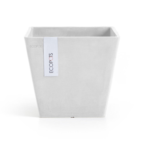 Pot Carré Rotterdam 20 Blanc Pur - 20 x 20 x H. 17,5 cm - 5,2 L - ECOPOTS