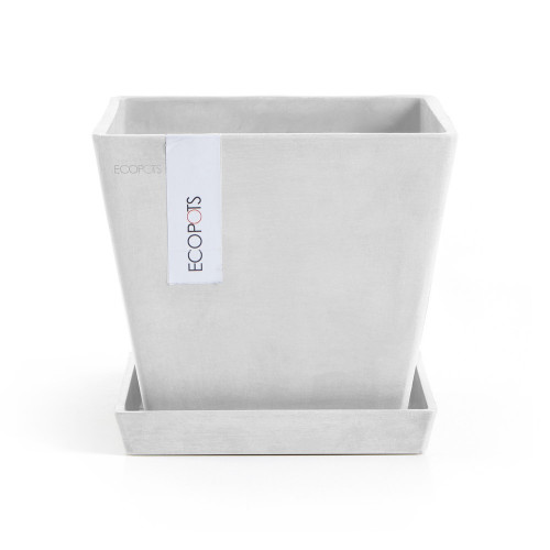 Pot Carré Rotterdam 20 Blanc Pur - 20 x 20 x H. 17,5 cm - 5,2 L - ECOPOTS