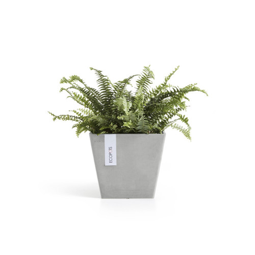 Pot Carré Rotterdam 20 Blanc Gris - 20 x 20 x H. 17,5 cm - 5,2 L - ECOPOTS