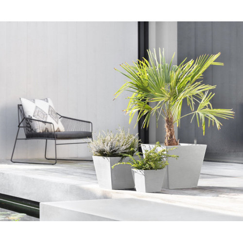 Pot Carré Rotterdam 20 Blanc Gris - 20 x 20 x H. 17,5 cm - 5,2 L - ECOPOTS