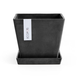 Pot Carré Rotterdam 20 Gris Foncé - 20 x 20 x H. 17,5 cm - 5,2 L - ECOPOTS