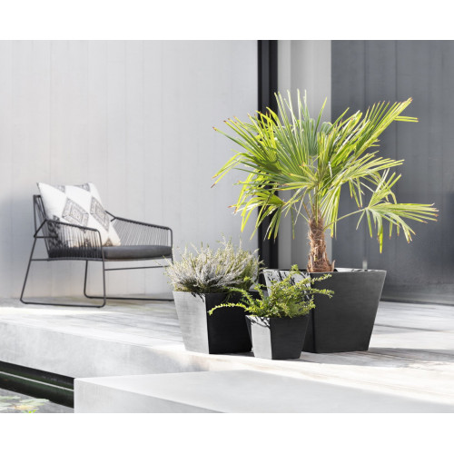 Pot Carré Rotterdam 20 Gris Foncé - 20 x 20 x H. 17,5 cm - 5,2 L - ECOPOTS