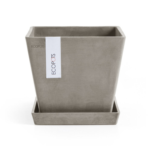 Pot Carré Rotterdam 20 Taupe - 20 x 20 x H. 17,5 cm - 5,2 L - ECOPOTS