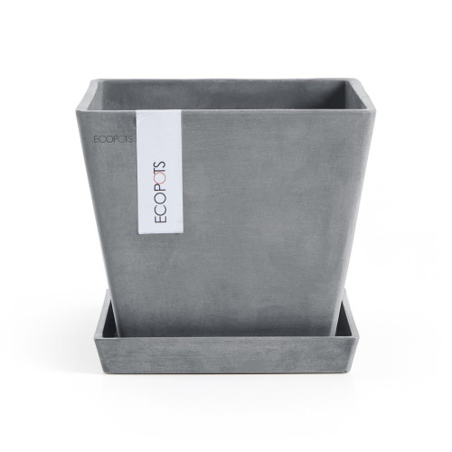 Pot Carré Rotterdam 20 Bleu Gris - 20 x 20 x H. 17,5 cm - 5,2 L - ECOPOTS