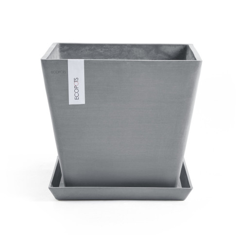 Pot Carré Rotterdam 30 Bleu Gris - 30 x 30 x H. 26 cm - 17 L - ECOPOTS