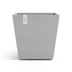 Pot Carré Rotterdam 25 Blanc Gris + réservoir d'eau - 25,2 x 25,2 x H. 24,5 cm - 10,7 L - ECOPOTS