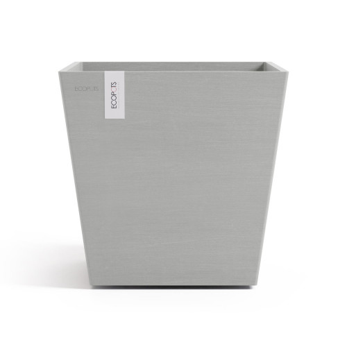 Pot Carré Rotterdam 35 Blanc Gris + réservoir d'eau - 35,2 x 35,2 x H. 34 cm - 30 L - ECOPOTS