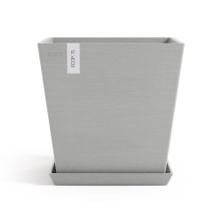 Pot Carré Rotterdam 35 Blanc Gris + réservoir d'eau - 35,2 x 35,2 x H. 34 cm - 30 L - ECOPOTS