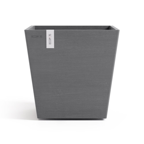 Pot Carré Rotterdam 25 Gris + réservoir d'eau - 25,2 x 25,2 x H. 24,5 cm - 10,7 L - ECOPOTS