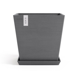 Pot Carré Rotterdam 35 Gris + réservoir d'eau - 35,2 x 35,2 x H. 34 cm - 30 L - ECOPOTS