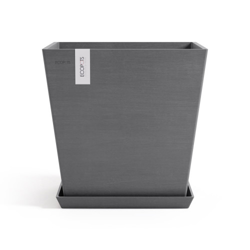 Pot Carré Rotterdam 45 Gris + réservoir d'eau - 45,4 x 45,4 x H. 44 cm - 63,5 L - ECOPOTS