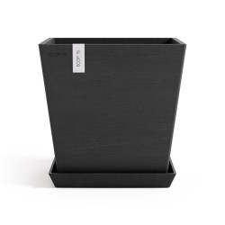 Pot Carré Rotterdam 25 Gris Foncé + réservoir d'eau - 25,2 x 25,2 x H. 24,5 cm - 10,7 L - ECOPOTS