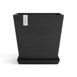 Pot Carré Rotterdam 35 Gris Foncé + réservoir d'eau - 35,2 x 35,2 x H. 34 cm - 30 L - ECOPOTS