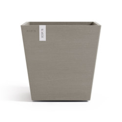 Pot Carré Rotterdam 25 Taupe + réservoir d'eau - 25,2 x 25,2 x H. 24,5 cm - 10,7 L - ECOPOTS