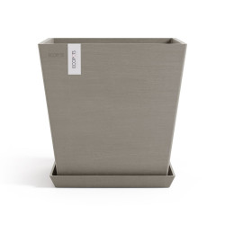 Pot Carré Rotterdam 35 Taupe + réservoir d'eau - 35,2 x 35,2 x H. 34 cm - 30 L - ECOPOTS