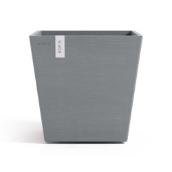 Pot Carré Rotterdam 25 Bleu Gris + réservoir d'eau - 25,2 x 25,2 x H. 24,5 cm - 10,7 L - ECOPOTS