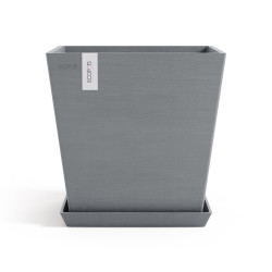 Pot Carré Rotterdam 35 Bleu Gris + réservoir d'eau - 35,2 x 35,2 x H. 34 cm - 30 L - ECOPOTS