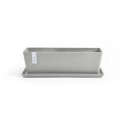 Pot Rectangulaire Bruges 45 Blanc Gris + réservoir d'eau - 45 x 17 x H. 17 cm - 9,7 L - ECOPOTS