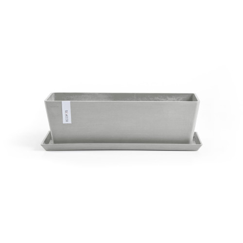 Pot Rectangulaire Bruges 45 Blanc Gris + réservoir d'eau - 45 x 17 x H. 17 cm - 9,7 L - ECOPOTS