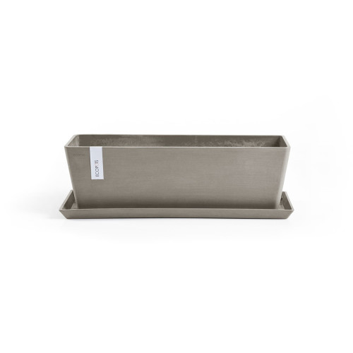 Pot Rectangulaire Bruges 45 Taupe + réservoir d'eau - 45 x 17 x H. 17 cm - 9,7 L - ECOPOTS