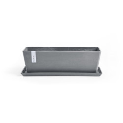 Pot Rectangulaire Bruges 45 Bleu Gris + réservoir d'eau - 45 x 17 x H. 17 cm - 9,7 L - ECOPOTS