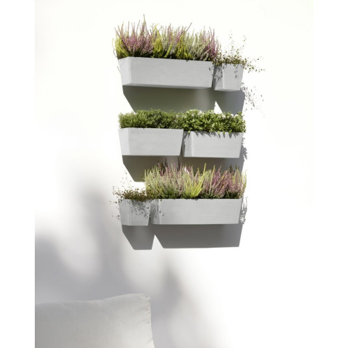 Pot suspension mural Manhattan Wall M Blanc Gris - 35 x 17,2 x H. 15 cm - 5,6 L - ECOPOTS