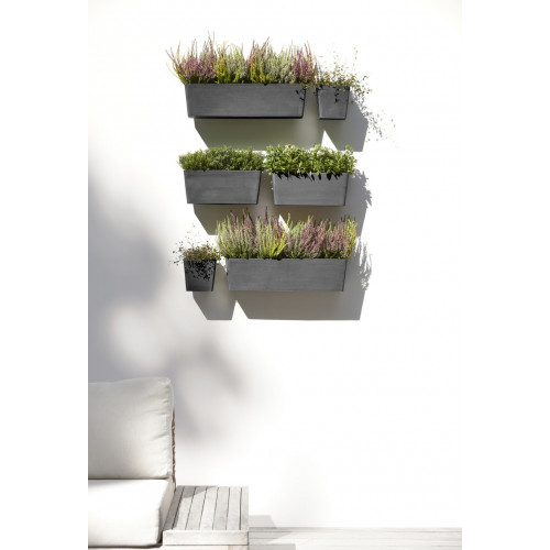 Pot suspension mural Manhattan Wall M Gris Foncé - 35 x 17,2 x H. 15 cm - 5,6 L - ECOPOTS