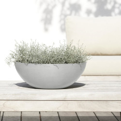 Pot Rond Vienna 50 Blanc Gris - Ø 50 x H. 18 cm - 22,3 L - ECOPOTS