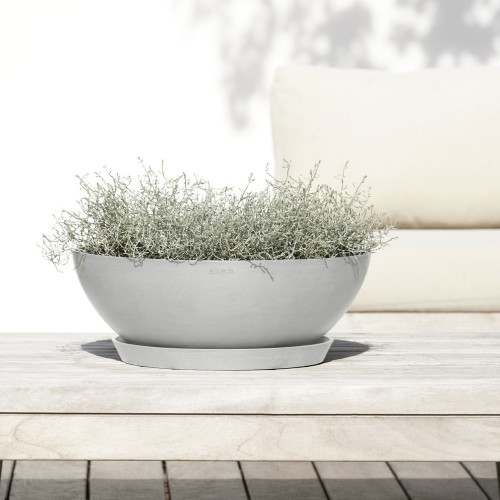 Pot Rond Vienna 50 Blanc Gris - Ø 50 x H. 18 cm - 22,3 L - ECOPOTS