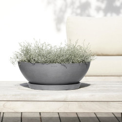 Pot Rond Vienna 50 Gris - Ø 50 x H. 18 cm - 22,3 L - ECOPOTS