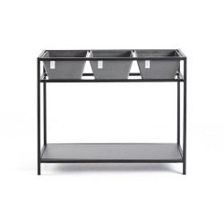 Table de culture Berlin Gris - 101 x 36 x H. 80 cm - 3 x 10,00 L - ECOPOTS