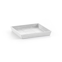 Soucoupe Square 20 Blanc Pur - 18 x 18 x H. 2,5 cm - ECOPOTS