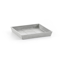 Soucoupe Square 20 Blanc Gris - 18 x 18 x H. 2,5 cm - ECOPOTS