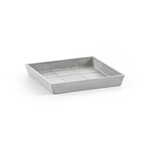 Soucoupe Square 25 Blanc Gris - 22 x 22 x H. 2,6 cm - ECOPOTS