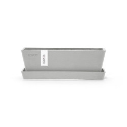 Soucoupe Rectangular 25 Blanc Gris - 25 x 9 x H. 2,3 cm - ECOPOTS