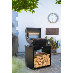 Meuble cuisson ouvert en acier noir pour barbecue, 80 x 55 cm - LE MARQUIER