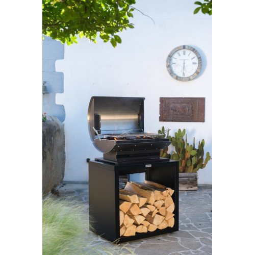 Meuble cuisson ouvert en acier noir pour barbecue, 80 x 55 cm - LE MARQUIER