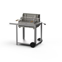 Barbecue avec chariot en Inox Mendy, grille en inox de 54 x 32 cm - LE MARQUIER