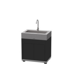 Meuble avec évier intégré, en inox et acier noir duo - 80 x 55 x 92 cm de marque LE MARQUIER, référence: J7968200