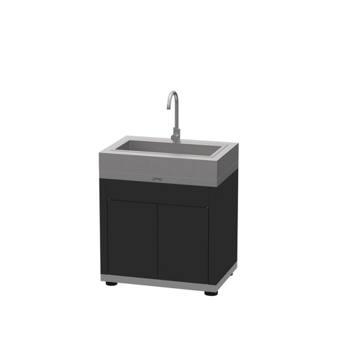 Meuble avec évier intégré, en inox et acier noir duo - 80 x 55 x 92 cm - LE MARQUIER
