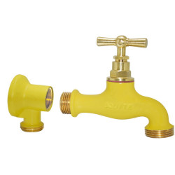 Kit robinet jaune en laiton peinture époxy, 15x21, 20x27, avec applique - BOUTTE